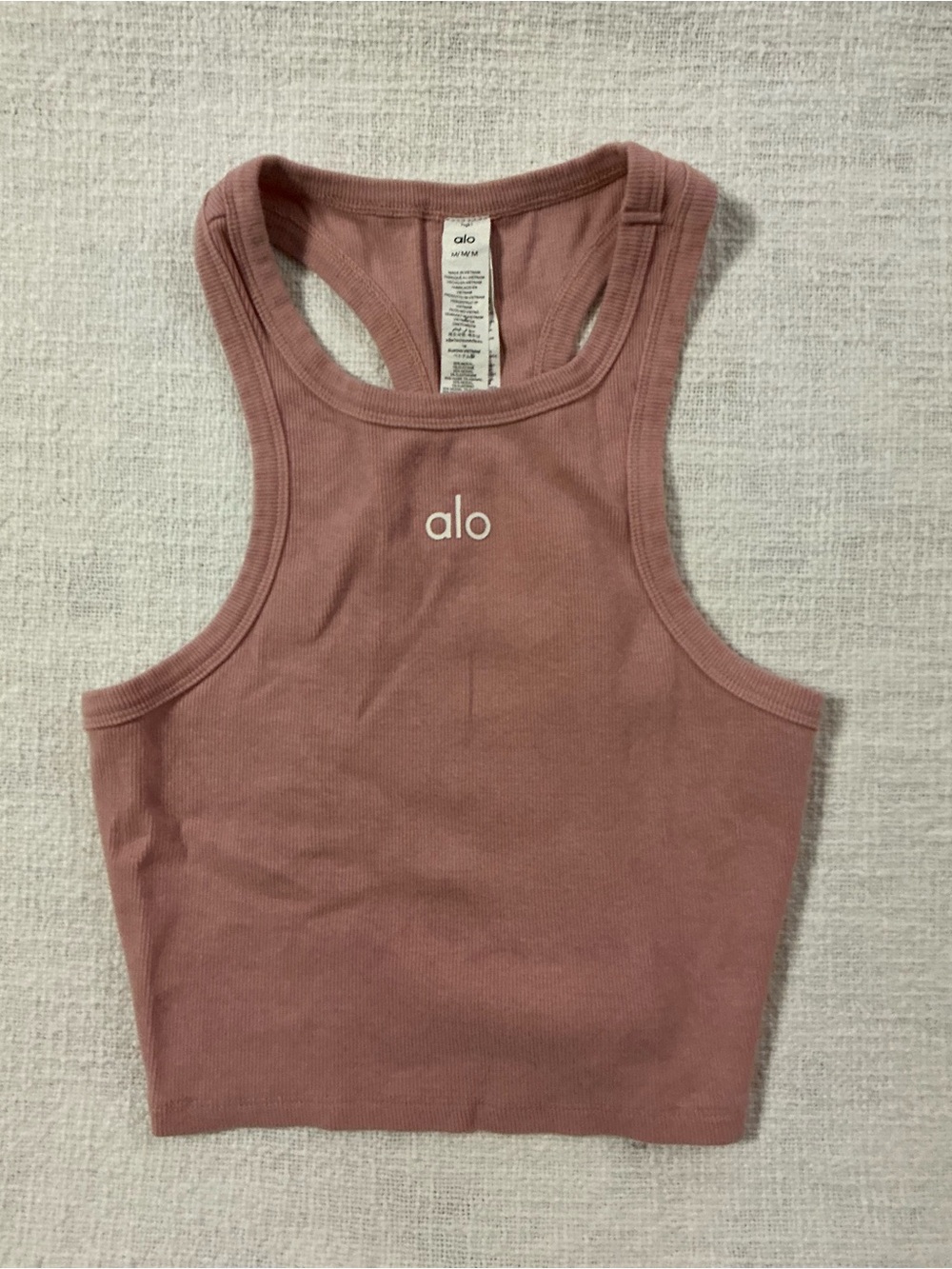 ALO Yoga Ribbed Racerback Crop Tank - Dusty Rose Mauve